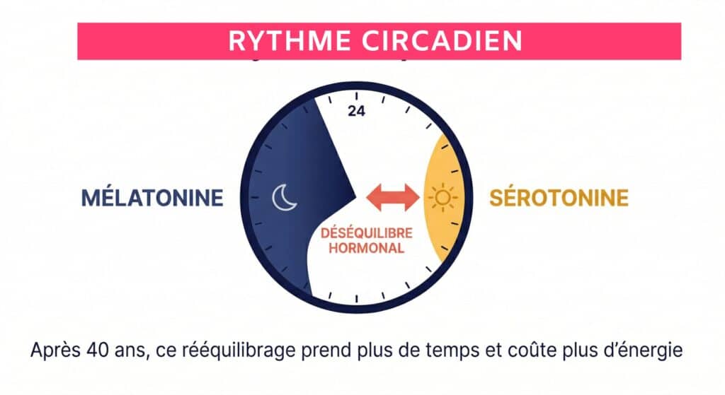 Fatigue printanière après 40 ans : déséquilibre mélatonine sérotonine